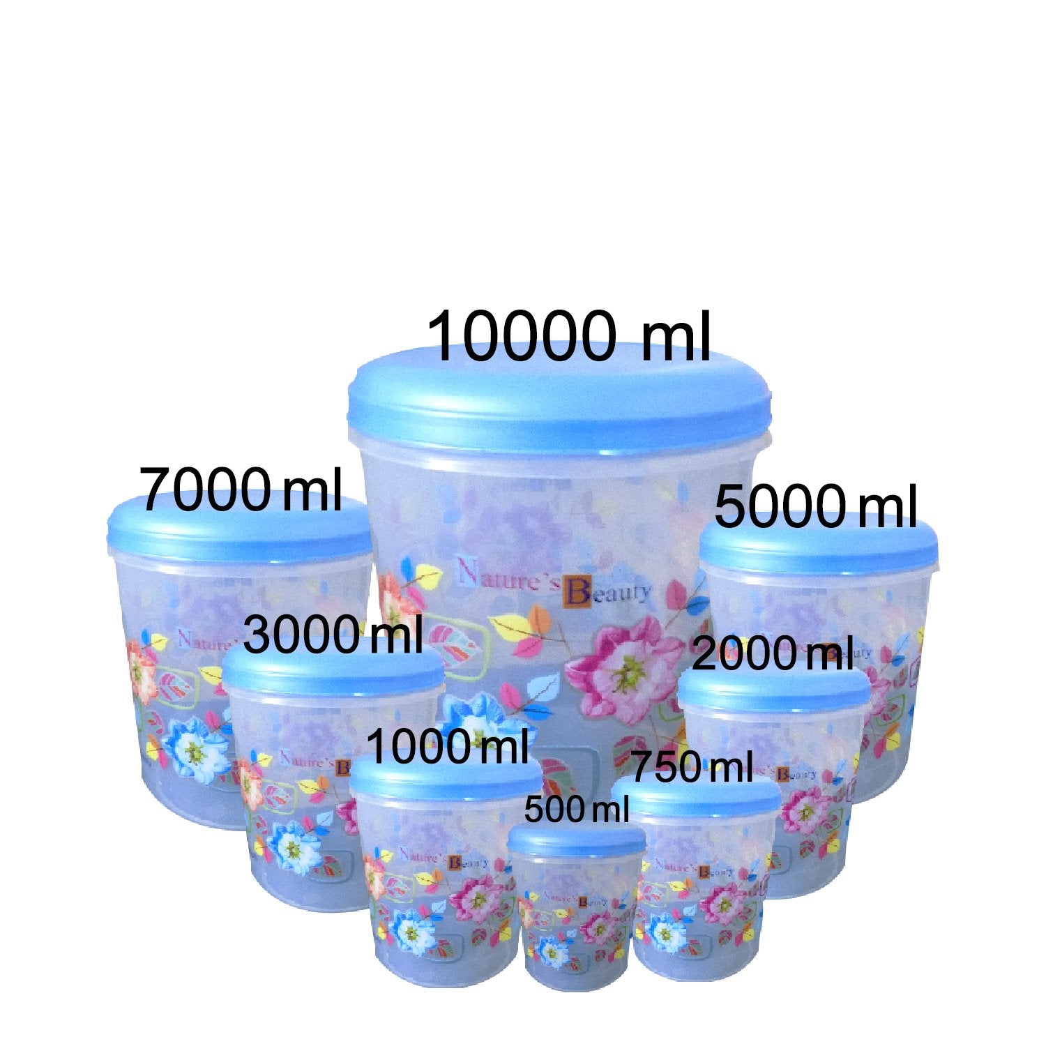 2448 Air Tight Plastic Transparent Container Set (10000ml, 7000ml, 5000ml, 3000ml, 2000ml, 1000ml, 750ml, 500ml) - SkyShopy 2448 Air Tight Plastic Transparent Container Set (10000ml, 7000ml, 5000ml, 3000ml, 2000ml, 1000ml, 750ml, 500ml) - SkyShopy